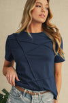 Medium Grey Solid Color Round Neck T Shirt