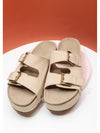 Beige Suede Buckle Decor Corky Platform Slides Shoes