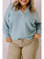 Beau Blue Textured Turn-down V Neck Drop Shoulder Plus Size Top