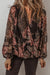 Black Floral Print Criss Cross V Neck Balloon Sleeve Blouse