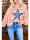 Black Studded Star Graphic Oversized Top