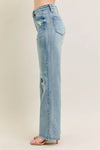 Judy Blue Full Size Hw Destroy & Knee Patch Straight Jeans Plus Size