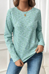 Moonlight Jade Long Sleeve Waffle Knit Top