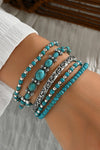 Silvery Boho Turquoise Beaded Bracelet Set