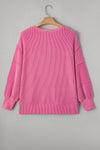 Bonbon Twist Ribbed Exposed Seam Detail Plus Size Top