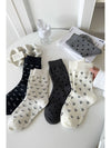 White Bow Ribbed Edge Crew Socks