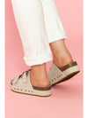 Beige Suede Buckle Decor Corky Platform Slides Shoes