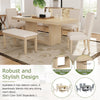 TOPMAX Contemporary 6-Piece 78inch Extendable Pedestal Dining Table Set with 18inch Removable Leaf and Dining Bench, 4 Upholstered Dining Chairs, Natural