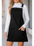 Black Plain Corduroy Pockets Overall Dress