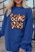 Dark Blue Game Day Graphic Drop Shoulder Corded Sweatshirt