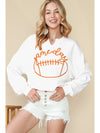 Orange Game Day Lettering Rugby Notched Neck Cropped Sweatshirt