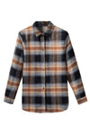 Black Plaid Collared Split Button Up Shacket