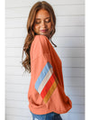 Flamingo Patchwork Drop Sleeve Loose Sweatshirt