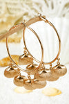 Gold Bohemian Vacation Shell Hoop Earrings