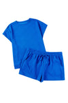 Dark Blue Plus Size Fashion Textured Short Set