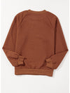 Beige Solid Color Textured Raglan Sleeve Pullover Sweatshirt