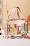Dark Khaki TRAVEL Chenille Letter Clear Makeup Bag