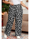 Leopard Print Wide Leg Pockets Plus Size Pants