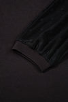 Black Polka Dot Mesh Puff Sleeve Patchwork Ribbed Square Neck Slim Top