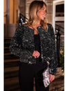 Golden Fleece Sequin Open Front Collarless Jacket