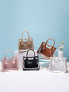 Black PVC PU Leather Chain Strap Clear Shoulder Bag