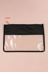 Black TEACH Glitter Chenille Clear PVC Makeup Bag