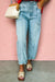 Myosotis Exposed Stitch Detail Drawstring Barrel Jeans