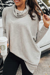 Black Cowl Neck Loose Fit Tunic Long Sleeve Top