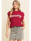 Racing Red Game Day Letter Pattern Knitted Sweater