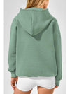 Grass Green Kangaroo Pocket Plain Textured Hoodie