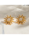 Stainless Steel Inlaid Rhinestone Sun Shape Stud Earrings