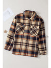 Brown Plaid Button Up Long Sleeve Flannel Shacket