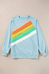 Black Rainbow Colorblock Pullover Sweatshirt