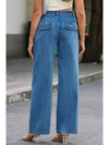 Dark Blue Slouchy Pocket Casual Wide Leg Jeans