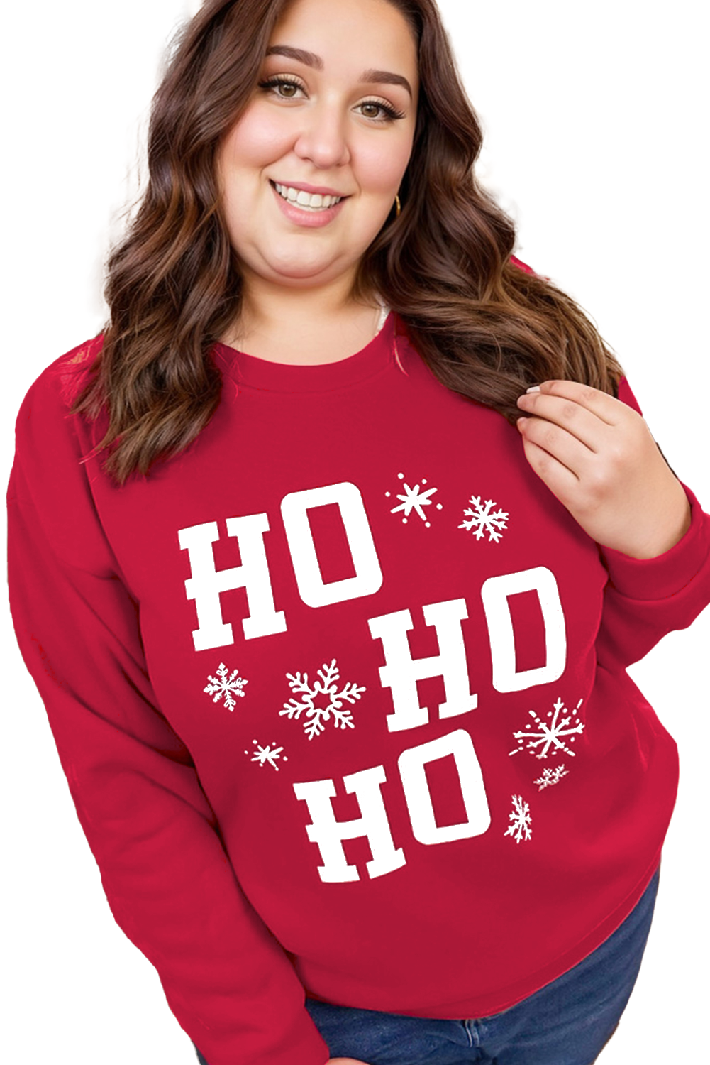 Fiery Red Christmas Ho Ho Ho Plus Size Sweatshirt