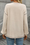 Apricot Casual Pocket Round Neck Ribbed Top