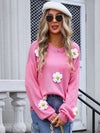 Angel Wings Flower Round Neck Long Sleeve Sweater - Cocoa Yacht Club