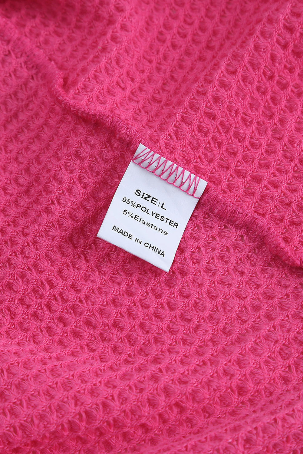 Hot Pink Pocket Buttons Front Waffle Knit Shacket