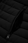 Black Plush Collared Quilted Zipped Puffer Vest