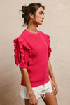 BiBi Ruffle Sleeve Ribbed Sweater