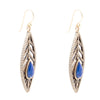 Flourished Blue Lapis Golden Feather Drop Earrings