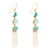 Green Multi Stone Golden Drop Earrings