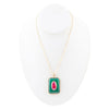 Green Onyx Stacked Red Quartz Golden Pendant Necklace