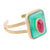 Green Onyx Stacked Red Quartz Golden Cuff Bracelet