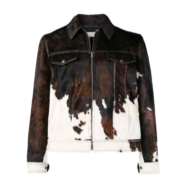 Elegant Women's Cowhide Leather Bifold Jacket