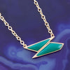 Ice Green Onyx and Golden Bronze Pendant Necklace