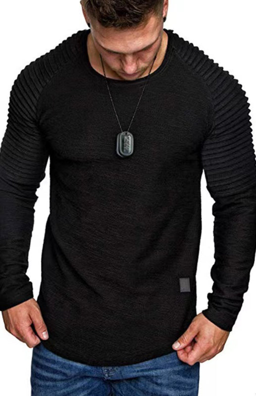 Casual Ribbed Sleeve Knit T-shirt