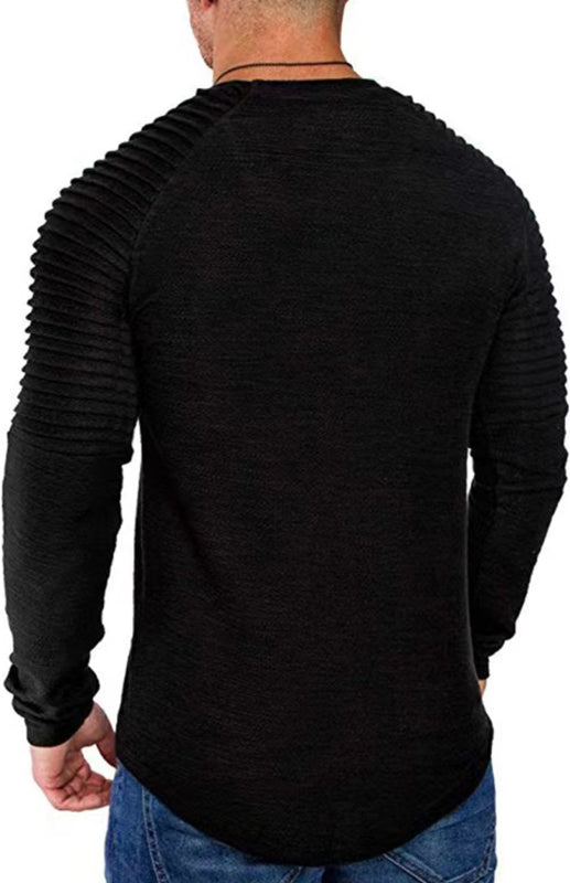 Casual Ribbed Sleeve Knit T-shirt