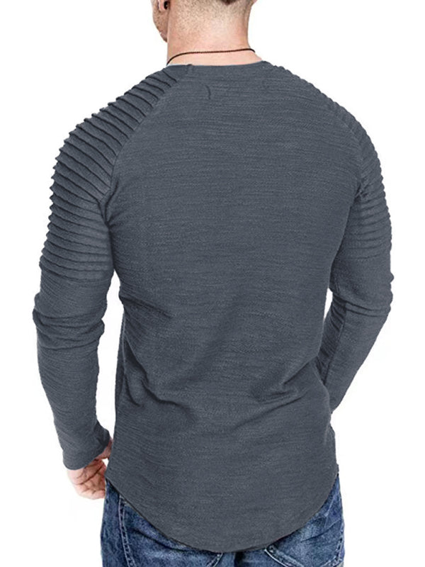 Casual Ribbed Sleeve Knit T-shirt