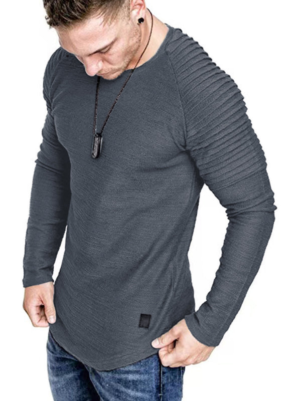 Casual Ribbed Sleeve Knit T-shirt